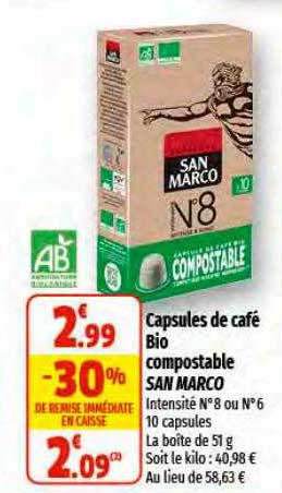 capsules de café bio compostable san marco