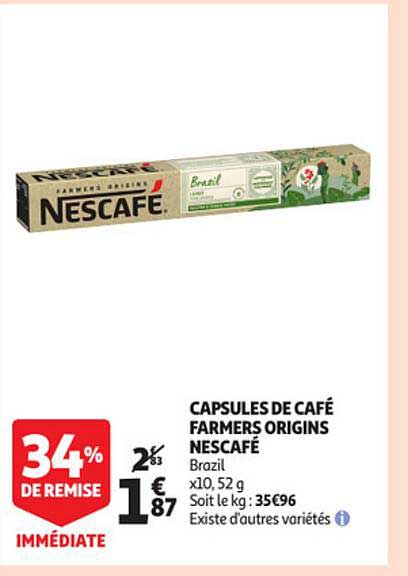 capsules de café farmers origins nescafé