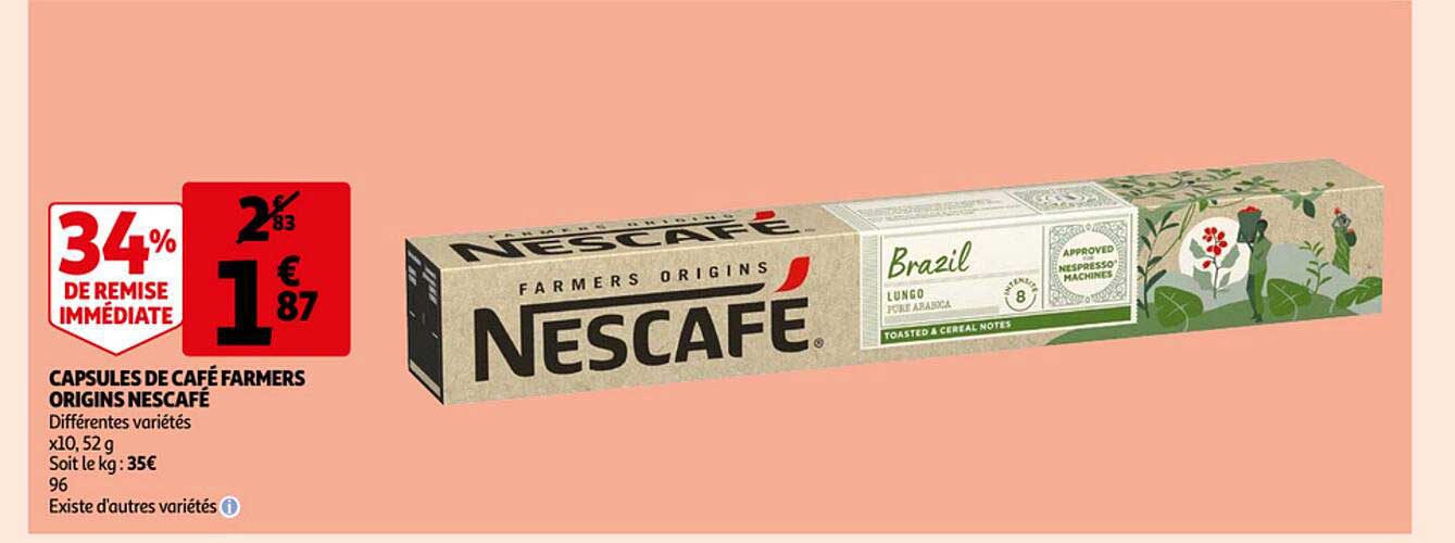 capsules de café farmers origins nescafé
