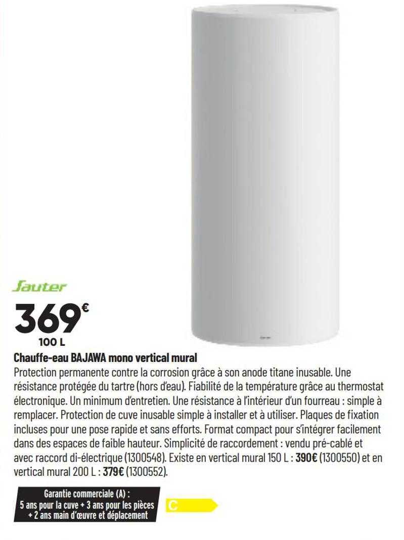 Chauffe-eau Bajawa Mono Vertical Mural Sauter