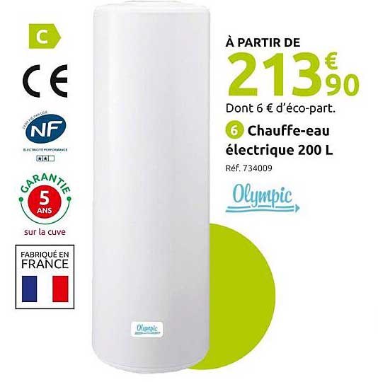 chauffe-eau électrique 200 l olympic