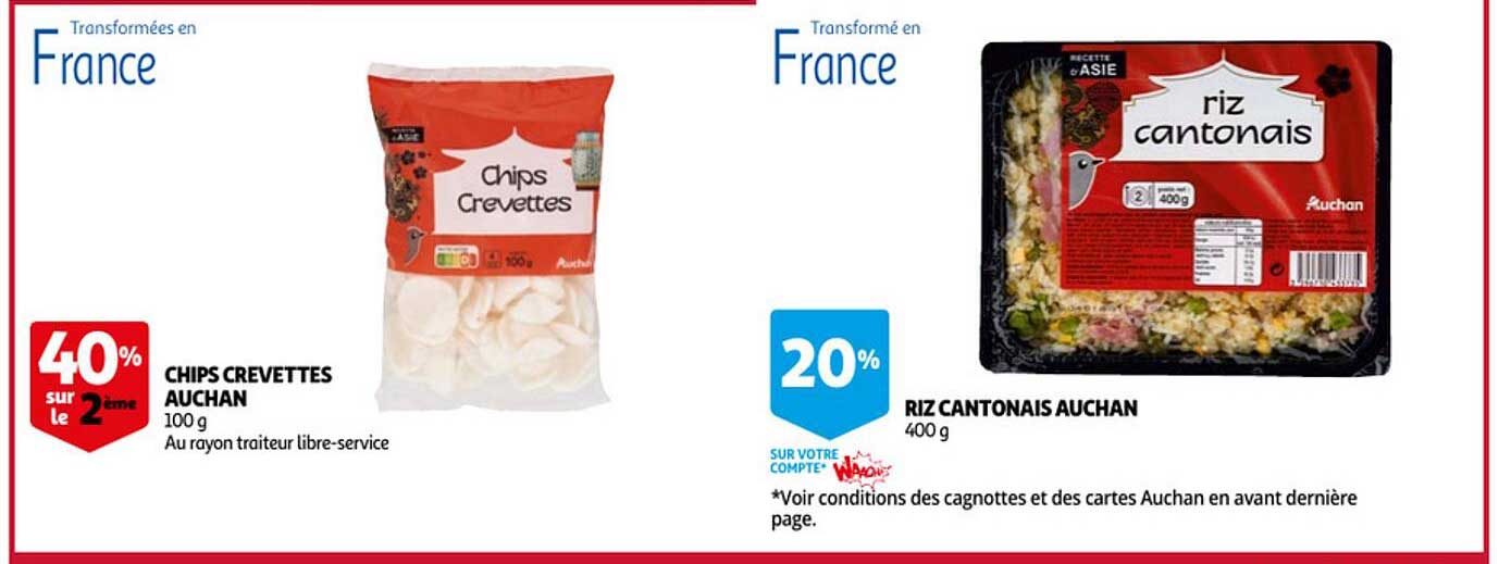 Chips Crevettes Auchan, Riz Cantonais Auchan