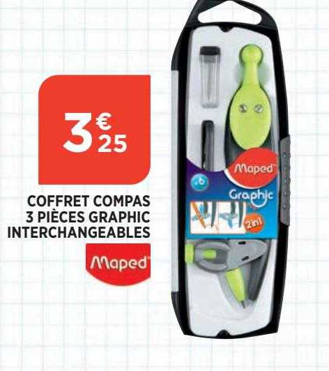 coffret compas 3 pièces graphic interchangeables maped