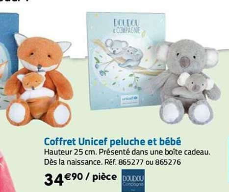coffret unicef peluche et bébé doudou