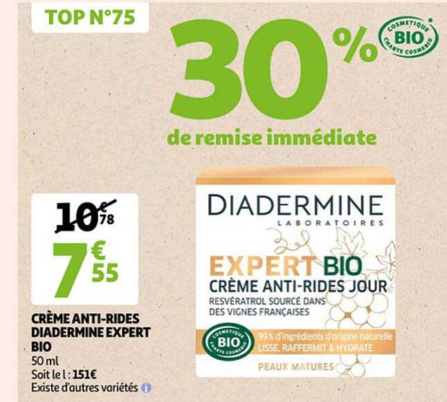crème anti-rides diadermine expert bio