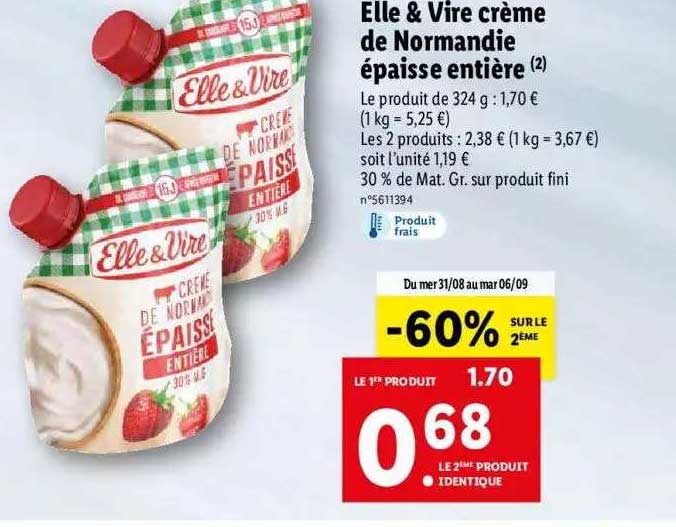 elle&vire crème de normandie épaisse entière