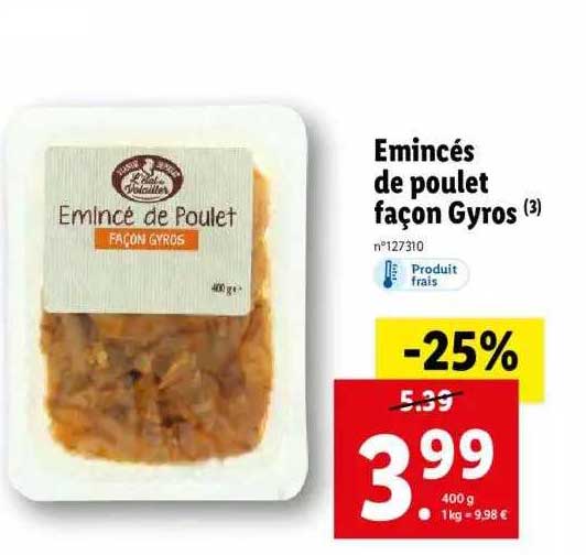 émincés de poulet façon gyros