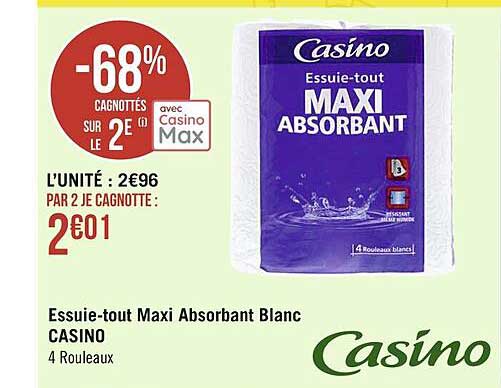 essuie-tout maxi absorbant blanc casino