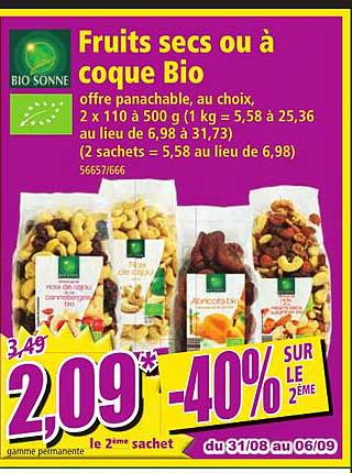 fruits secs ou à coque bio bio sonne
