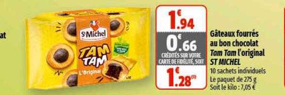 gâteaux fourrés au bon chocolat tam tam l'original st michel