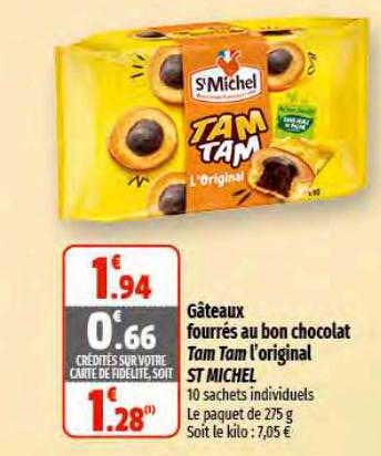 gâteaux fourrés au bon chocolat tam tam l'original st michel
