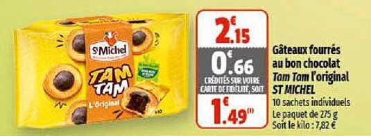 gâteaux fourrés au bon chocolat tam tam l'original st michel