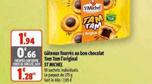 gâteaux fourrés au bon chocolat tam tam l'original st michel