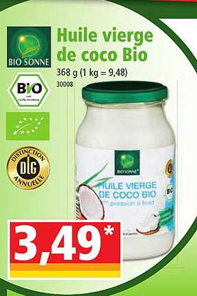 huile vierge de coco bio bio sonne