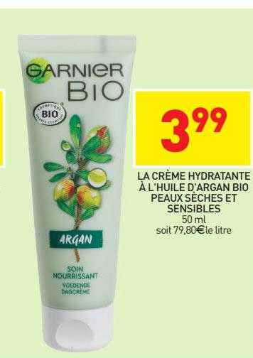 la crème hydratante à l'huile d'argan bio peaux sèches et sensibles