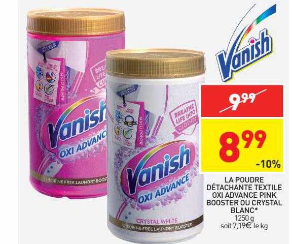 la poudre détachante textile oxi advance pink booster ou crystal blanc