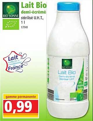 lait bio demi-écrémé bio sonne
