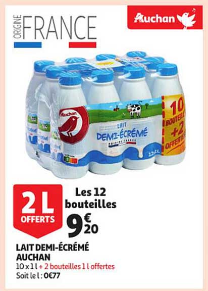 lait demi-écrémé auchan
