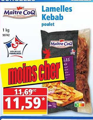 lamelles kebab poulet maître coq