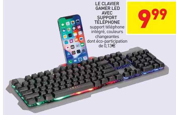 Le Clavier Gamer Led Avec Support Téléphone