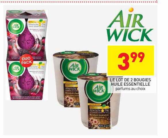 le lot de 2 bougies huile essentielle air wick