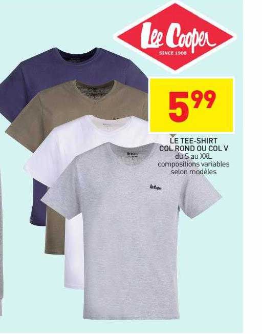 le tee-shirt col rond ou col v lee cooper