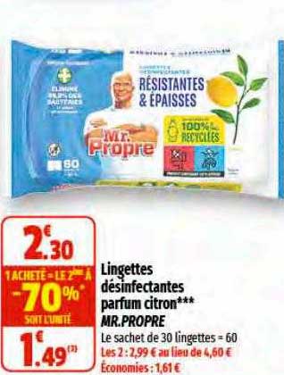 lingettes désinfectantes parfum citron mr. propre