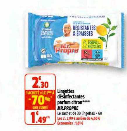 lingettes désinfectantes parfum citron mr. propre
