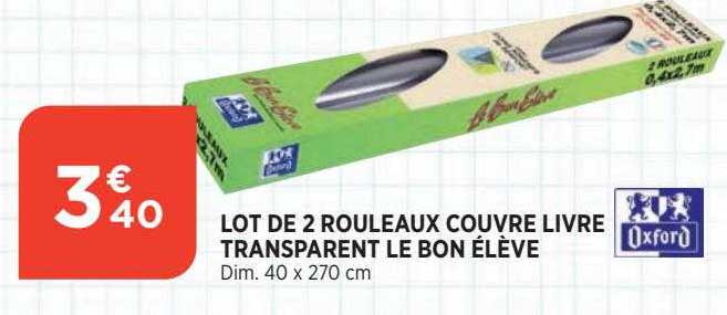 lot de 2 rouleaux couvre livre transparent le bon élève oxford