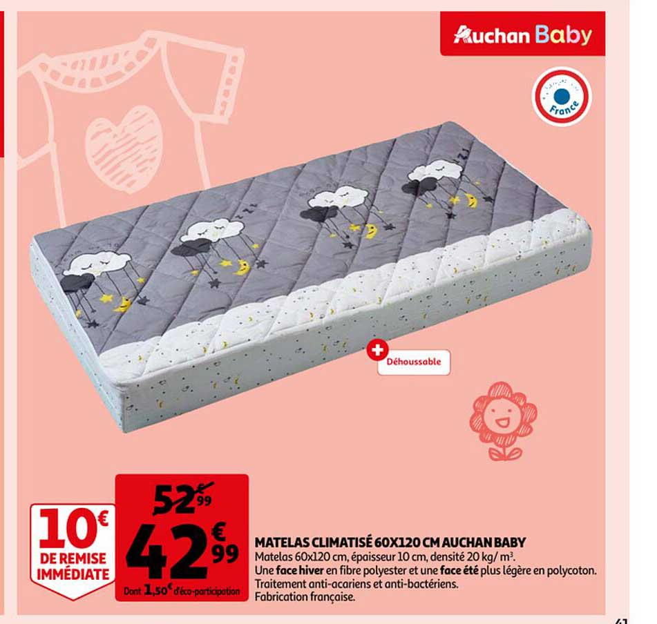 matelas climatisé 60x120 cm auchan babay