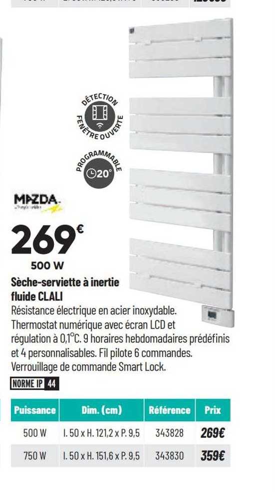 mazda sèche-serviette à inertie fluide clali
