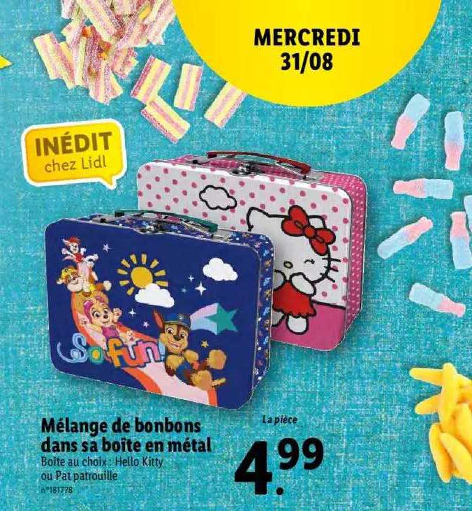 mélange de bonbons dans sa boîte en métal