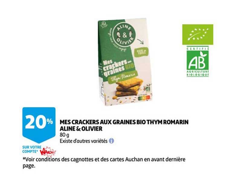 mes crackers aux graines bio thym romarin aline & olivier