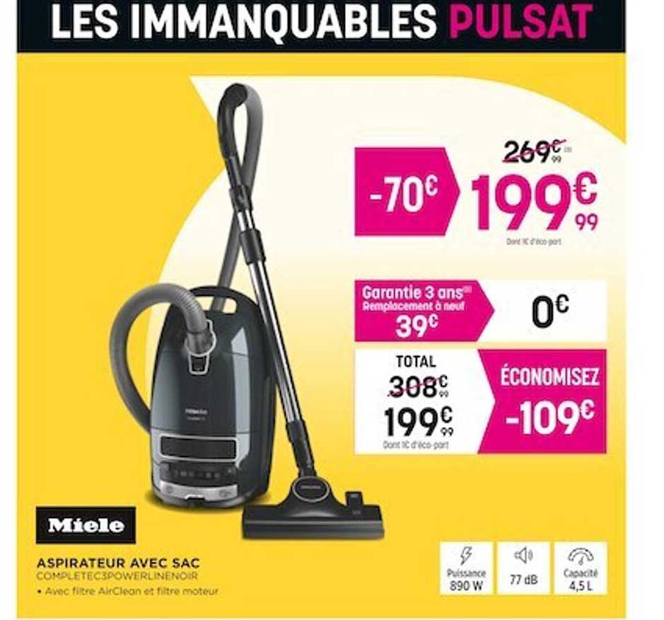 Miele Aspirateur Avec Sac Completec 3 Powerline En Noir