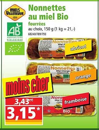 nonnettes au miel bio fourrées meils villeneuve