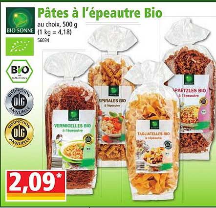 pâtes à l'épeautre bio bio sonne