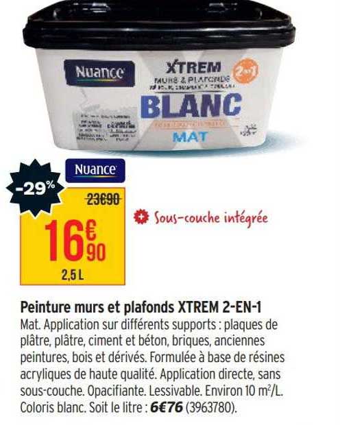 peinture murs et plafonds xtrem 2-en-1 nuance