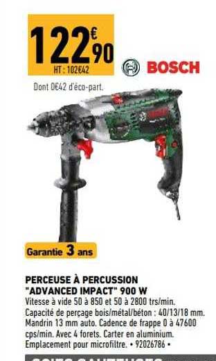 perceuse à percussion "advanced impact" 900 w bosch