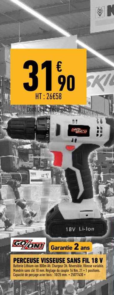 Perceuse Visseuse Sans Fil 18 V Go-on!
