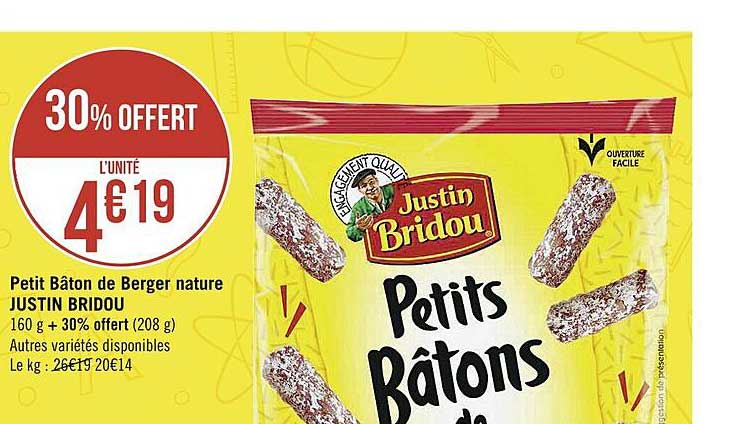 petit bâton de berger nature justin bridou