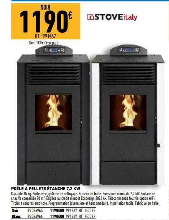poêle à pellets étanche 7,2 kw stove italy
