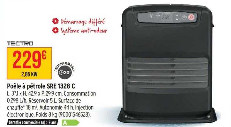 poêle à pétrole sre 1328 c tectro