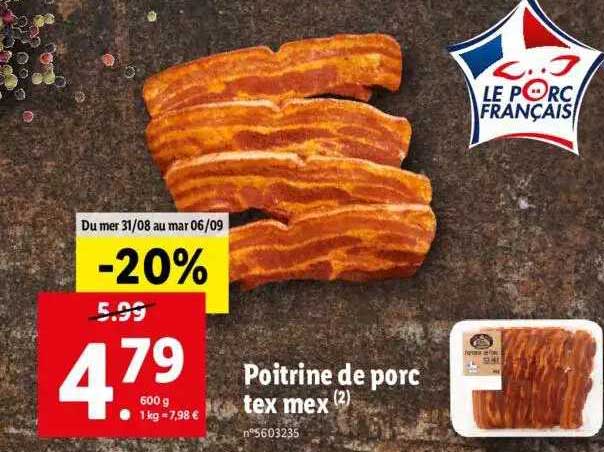 poitrine de porc tex mex