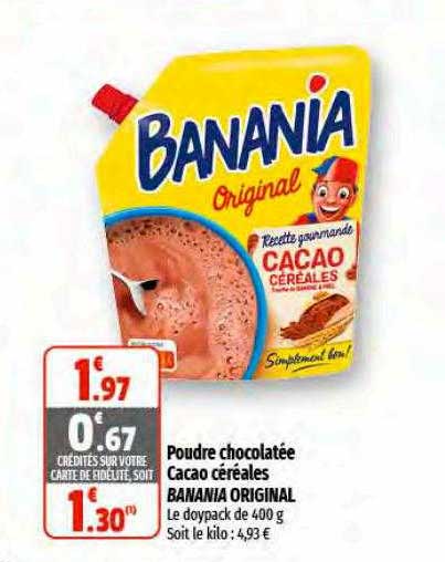 poudre chocolatée cacao céréales banania original