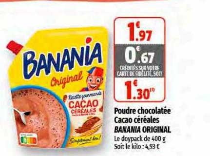 poudre chocolatée cacao céréales banania original