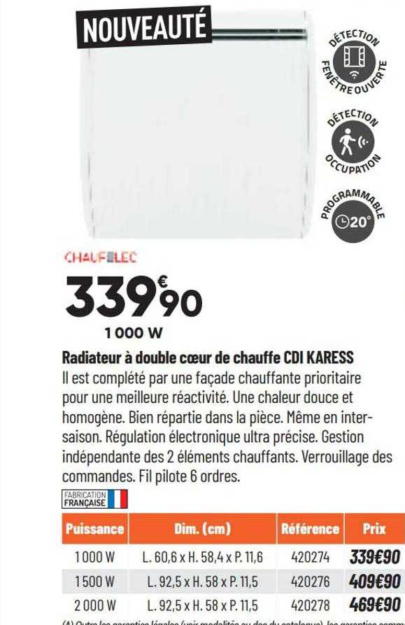 radiateur à double cœur de chauffe cdi karess