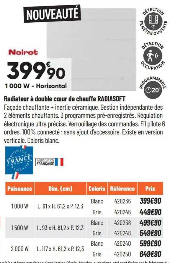 radiateur à double cœur de chauffe radiasoft