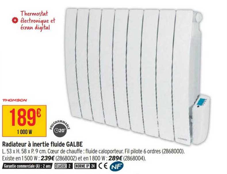 radiateur à inertie fluide galbe thomson