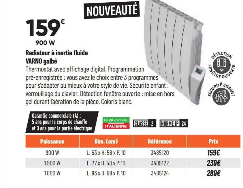 radiateur à inertie fluide varno galbé