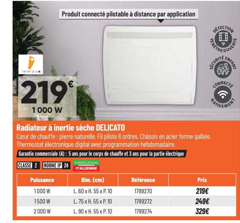 Radiateur à Inertie Sèche Delicato